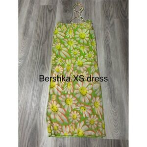 Bershka Smiley Daisy Mesh Halter Dress Green‎ XS Mini Y2K Festival